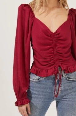 Love Song Ruched Front Long Sleeve Top 12 Love Song Ruched Front Long Sleeve Top -Dress Sales Store ACT16830B BERRY 4