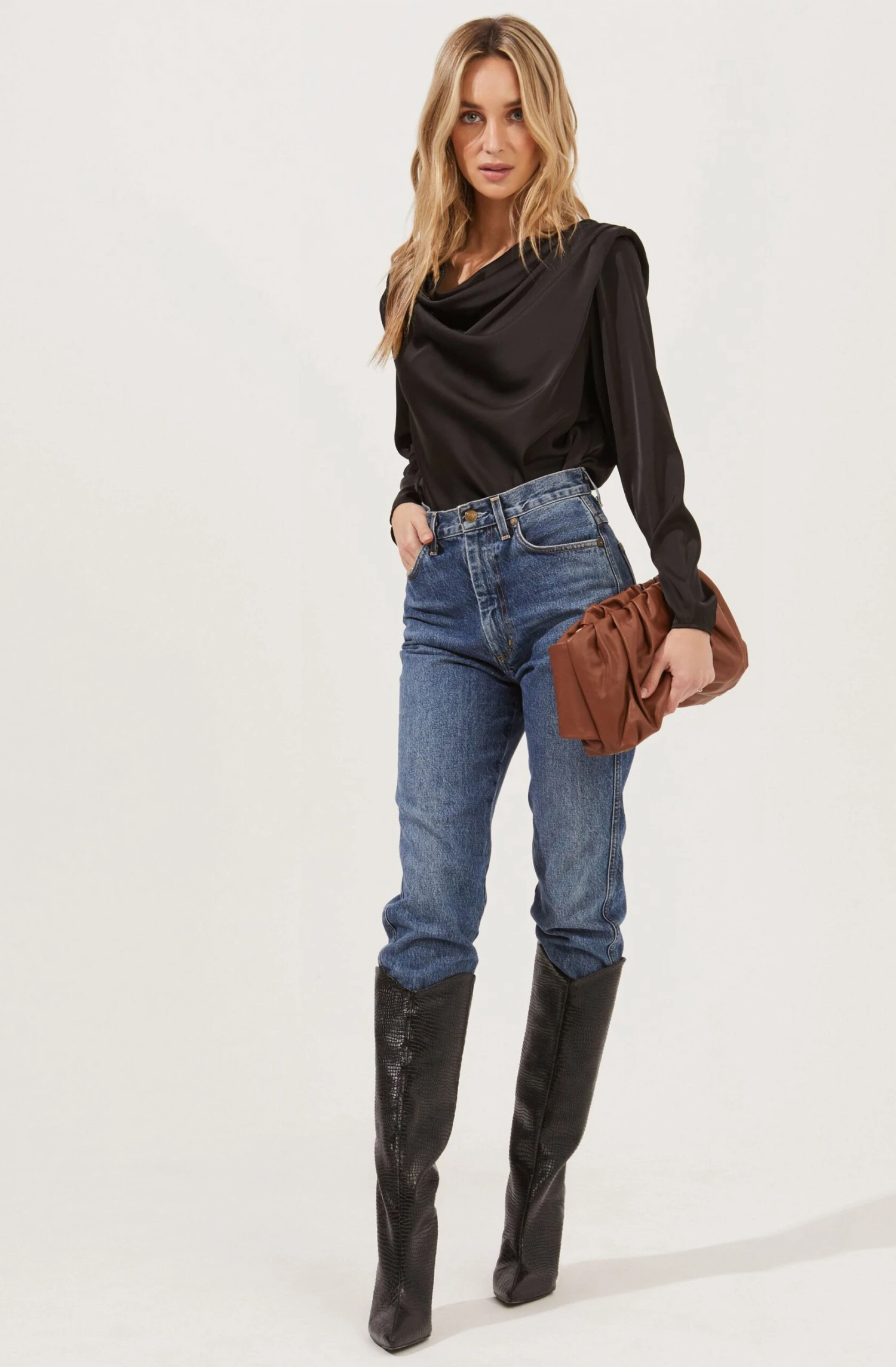 Blakely Draped Satin Long Sleeve Bodysuit 4 Blakely Draped Satin Long Sleeve Bodysuit - Image 2