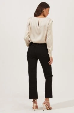 Blakely Draped Satin Long Sleeve Bodysuit 21 Blakely Draped Satin Long Sleeve Bodysuit -Dress Sales Store ACT16836 CHAMPAGNE 4