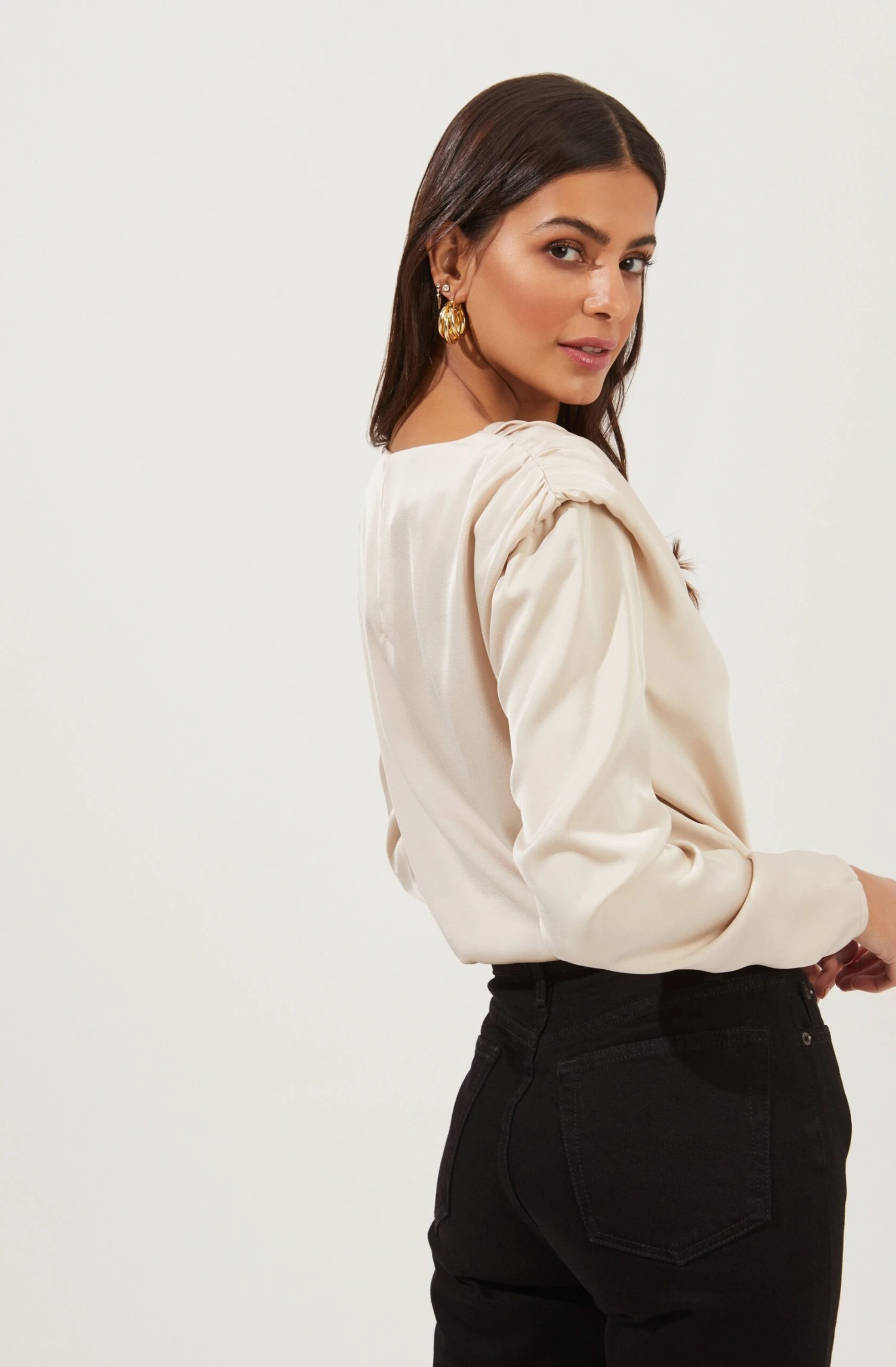 Blakely Draped Satin Long Sleeve Bodysuit 14 Blakely Draped Satin Long Sleeve Bodysuit - Image 12