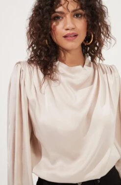Meilani Satin Cowl Neck Top 18 Meilani Satin Cowl Neck Top -Dress Sales Store ACT16904 CHAMPAGNE 3