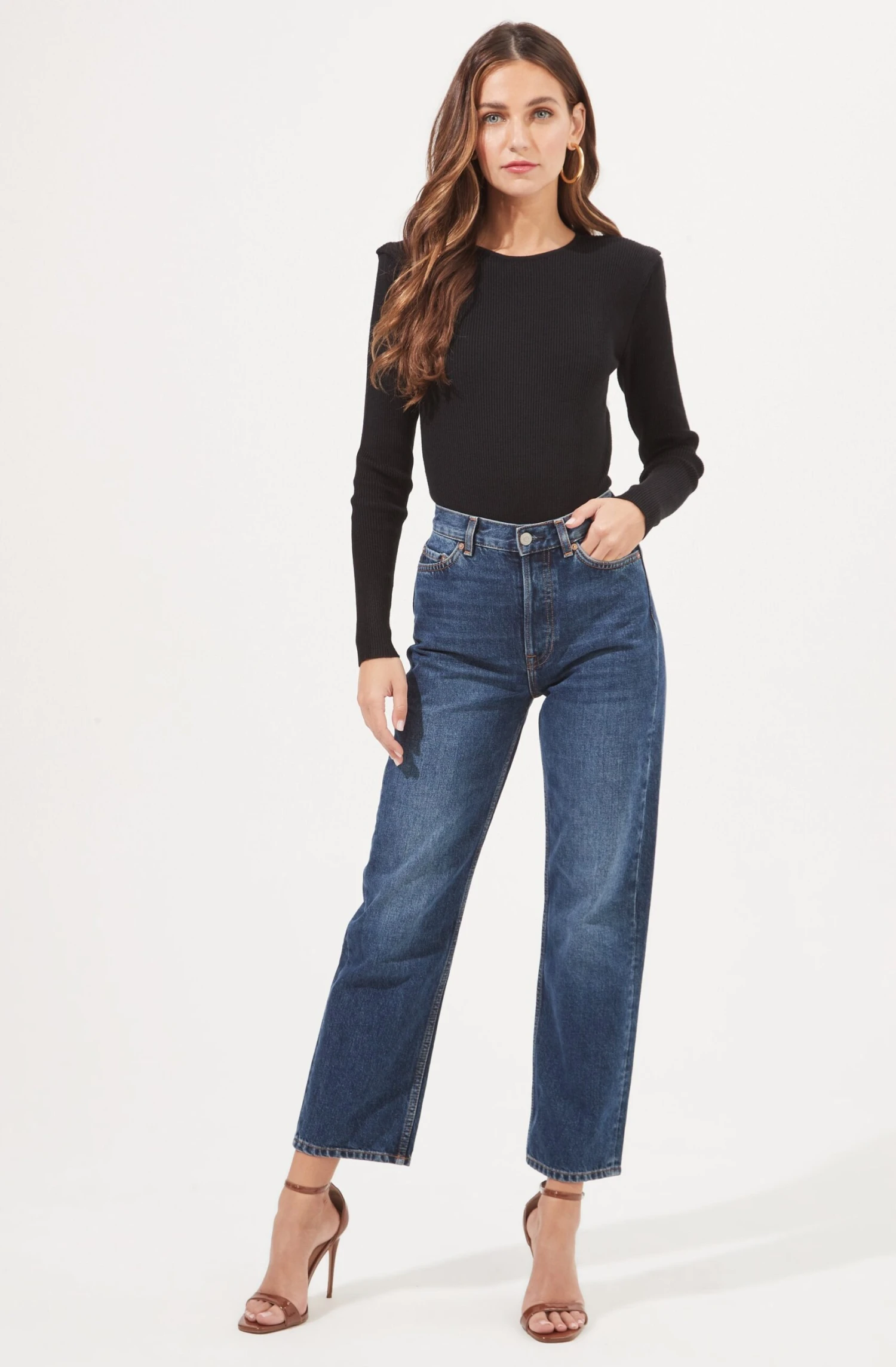 Felice Open Back Padded Shoulder Long Sleeve Sweater Bodysuit 4 Felice Open Back Padded Shoulder Long Sleeve Sweater Bodysuit - Image 2