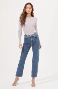 Felice Open Back Padded Shoulder Long Sleeve Sweater Bodysuit 30 Felice Open Back Padded Shoulder Long Sleeve Sweater Bodysuit -Dress Sales Store ACT16925 LAVENDER 1