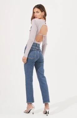 Felice Open Back Padded Shoulder Long Sleeve Sweater Bodysuit 31 Felice Open Back Padded Shoulder Long Sleeve Sweater Bodysuit -Dress Sales Store ACT16925 LAVENDER 4