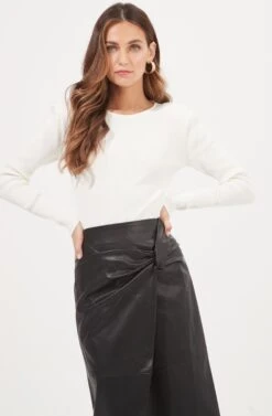 Felice Open Back Padded Shoulder Long Sleeve Sweater Bodysuit 38 Felice Open Back Padded Shoulder Long Sleeve Sweater Bodysuit -Dress Sales Store ACT16925 OFFWHITE 2