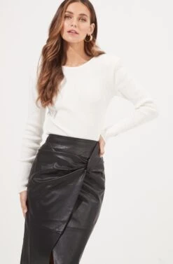 Felice Open Back Padded Shoulder Long Sleeve Sweater Bodysuit 40 Felice Open Back Padded Shoulder Long Sleeve Sweater Bodysuit -Dress Sales Store ACT16925 OFFWHITE 3