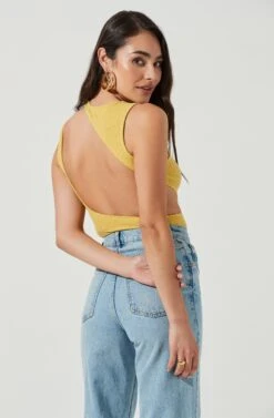 Dixon Sleeveless Cutout Crinkle Bodysuit 25 Dixon Sleeveless Cutout Crinkle Bodysuit -Dress Sales Store ACT16971 ELECTRICYELLOW 4
