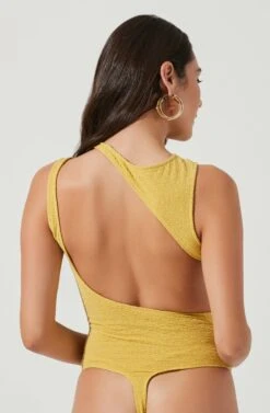 Dixon Sleeveless Cutout Crinkle Bodysuit 23 Dixon Sleeveless Cutout Crinkle Bodysuit -Dress Sales Store ACT16971 ELECTRICYELLOW 5