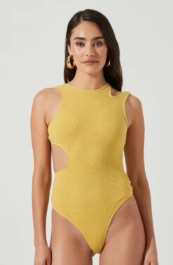 Dixon Sleeveless Cutout Crinkle Bodysuit 22 Dixon Sleeveless Cutout Crinkle Bodysuit -Dress Sales Store ACT16971 ELECTRICYELLOW 6