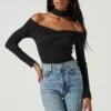 Tribeca Choker Neck Off Shoulder Bodysuit 2 Tribeca Choker Neck Off Shoulder Bodysuit -Dress Sales Store ACT16972 BLACK 1108