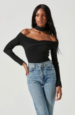 Tribeca Choker Neck Off Shoulder Bodysuit