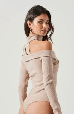 Tribeca Choker Neck Off Shoulder Bodysuit 24 Tribeca Choker Neck Off Shoulder Bodysuit -Dress Sales Store ACT16972 TAUPE 0662
