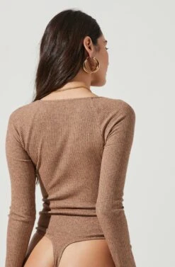 Vanowen Halter Cutout Shoulder Long Sleeve Bodysuit 11 Vanowen Halter Cutout Shoulder Long Sleeve Bodysuit -Dress Sales Store ACT17055B TANHEATHER 5