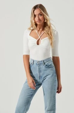 Mariona Cross Front Half Sleeve Bodysuit