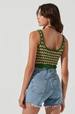 Garber Crochet Crop Tank Top 9 Garber Crochet Crop Tank Top -Dress Sales Store ACT17117 GREEN TANSTRIPE 4