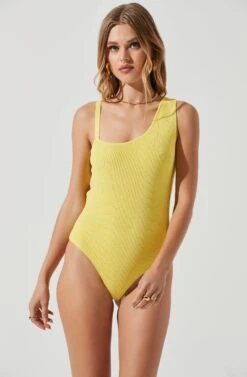 Shanice Ribbed Knit Cutout Bodysuit 16 Shanice Ribbed Knit Cutout Bodysuit -Dress Sales Store ACT17131 LEMON 1744