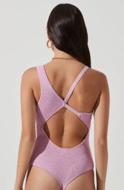 Shanice Ribbed Knit Cutout Bodysuit 23 Shanice Ribbed Knit Cutout Bodysuit -Dress Sales Store ACT17131 PINK 1873