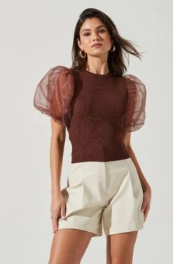 Avery Sheer Oversize Sleeve Backless Top