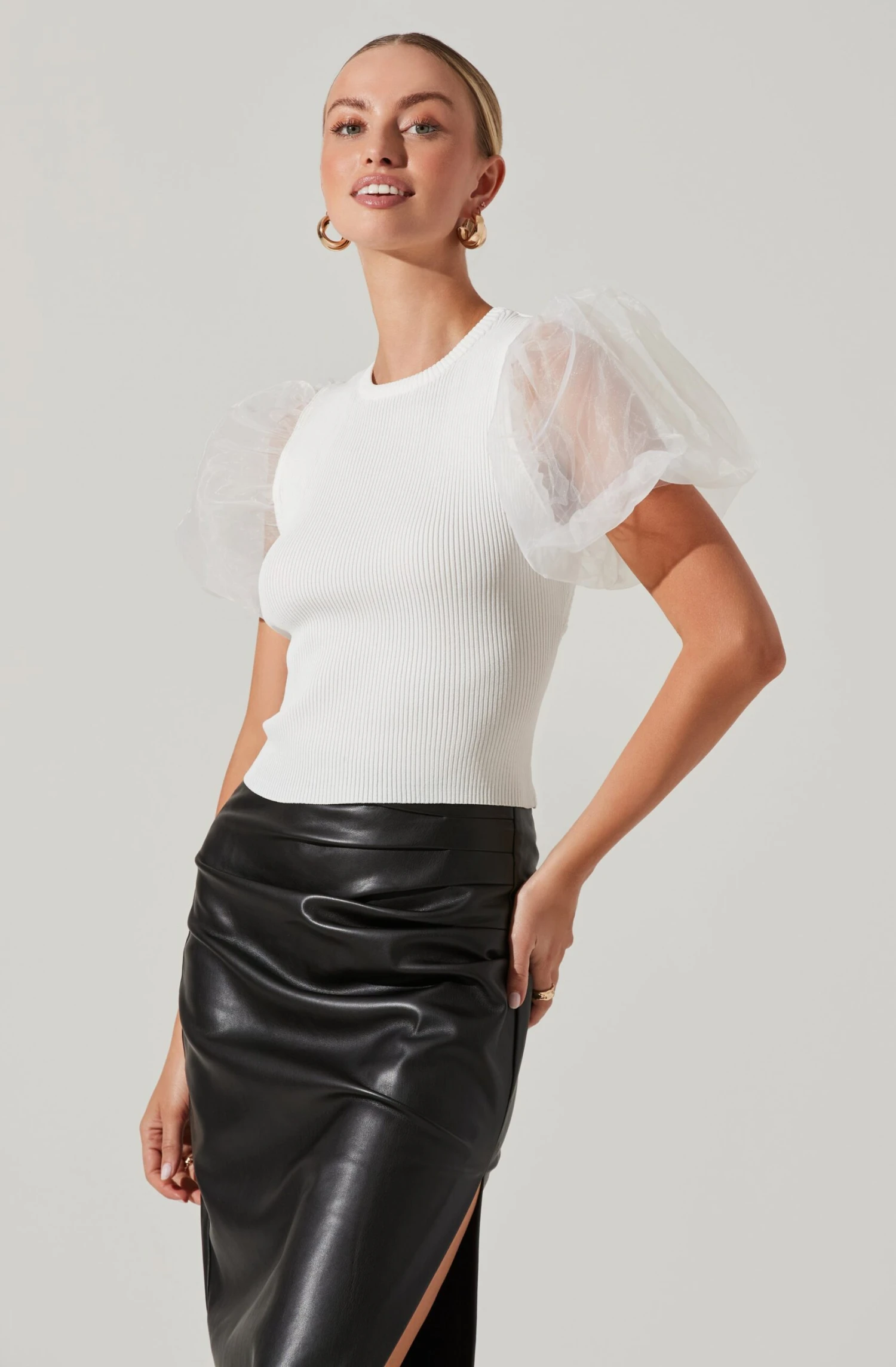 Avery Sheer Oversize Sleeve Backless Top 18 Avery Sheer Oversize Sleeve Backless Top - Image 16