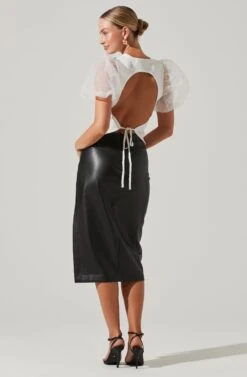 Avery Sheer Oversize Sleeve Backless Top 32 Avery Sheer Oversize Sleeve Backless Top -Dress Sales Store ACT17163 WHITE 5