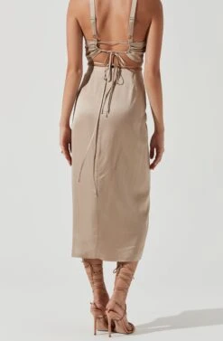 Robin Tie Waist Cutout Midi Skirt 19 Robin Tie Waist Cutout Midi Skirt -Dress Sales Store ACT17181 KHAKI 1947