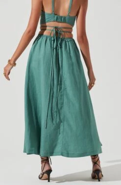 Divine Tie Waist Maxi Skirt -Dress Sales Store ACT17191 DARKSAGE 1209
