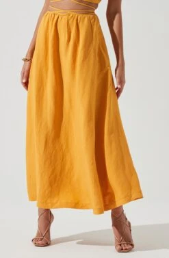 Divine Tie Waist Maxi Skirt -Dress Sales Store ACT17191 MARIGOLD 0269