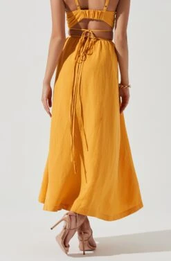 Divine Tie Waist Maxi Skirt -Dress Sales Store ACT17191 MARIGOLD 0271