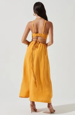 Divine Tie Waist Maxi Skirt -Dress Sales Store ACT17191 MARIGOLD 0277
