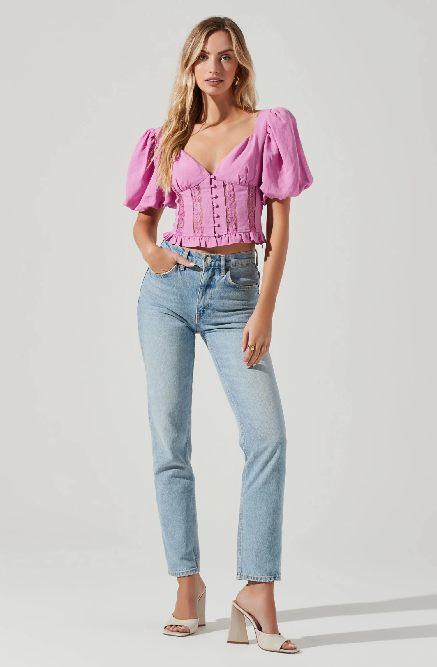 Forever Yours Lace Trimmed Puff Sleeve Top 4 Forever Yours Lace Trimmed Puff Sleeve Top - Image 2