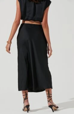 Riva Tie Waist Midi Skirt -Dress Sales Store ACT17218 BLACK 1154