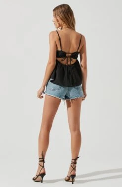 Benson Crinkle Cutout Babydoll Top 18 Benson Crinkle Cutout Babydoll Top -Dress Sales Store ACT17228 BLACK 0764