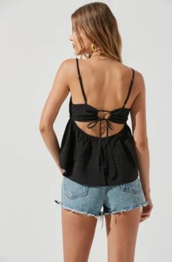 Benson Crinkle Cutout Babydoll Top 19 Benson Crinkle Cutout Babydoll Top -Dress Sales Store ACT17228 BLACK 0768