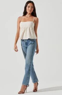 Benson Crinkle Cutout Babydoll Top 21 Benson Crinkle Cutout Babydoll Top -Dress Sales Store ACT17228 CREAM 1325