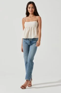 Benson Crinkle Cutout Babydoll Top 22 Benson Crinkle Cutout Babydoll Top -Dress Sales Store ACT17228 CREAM 1326