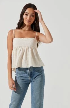 Benson Crinkle Cutout Babydoll Top 20 Benson Crinkle Cutout Babydoll Top -Dress Sales Store ACT17228 CREAM 1327