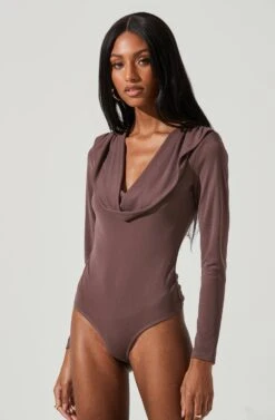 Kimberly Cowl Neck Long Sleeve Bodysuit 10 Kimberly Cowl Neck Long Sleeve Bodysuit -Dress Sales Store ACT17308 MOCHA 0301