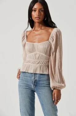 Ziva Plisse Long Sleeve Top