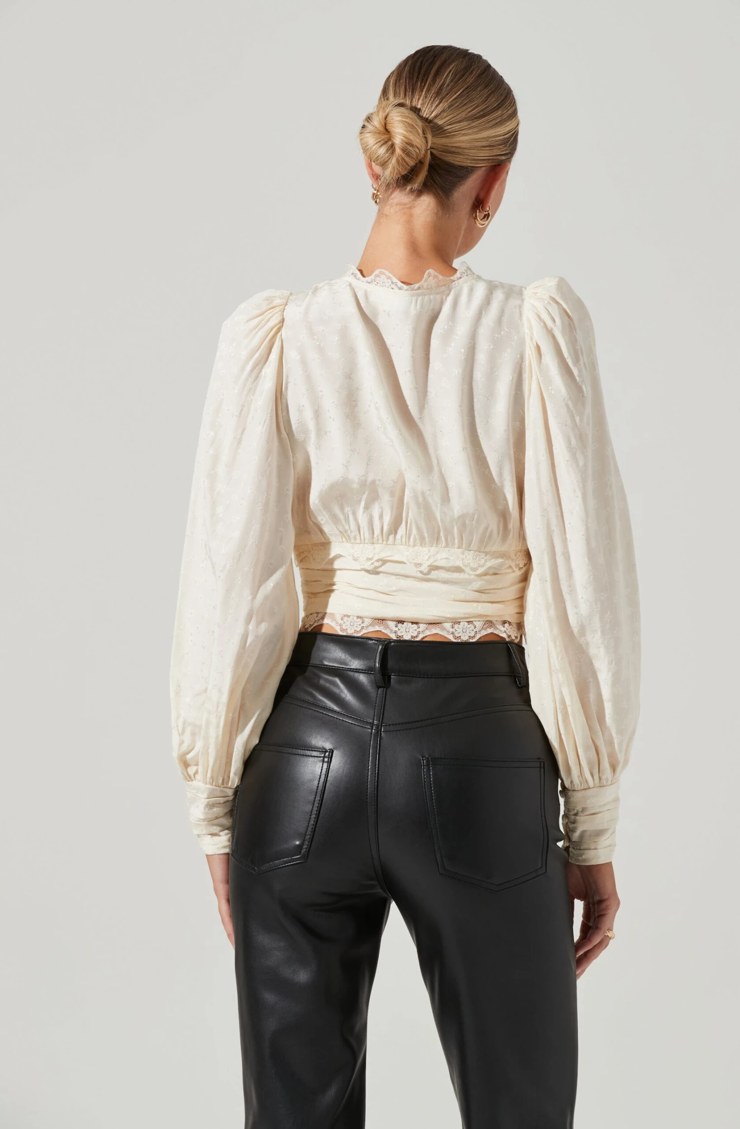 Zanna Floral Jacquard Lace Trim Long Sleeve Top 8 Zanna Floral Jacquard Lace Trim Long Sleeve Top - Image 6