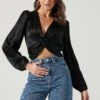 Nix Twist Front Long Sleeve Top 1 Nix Twist Front Long Sleeve Top -Dress Sales Store ACT17381 BLACK 1104