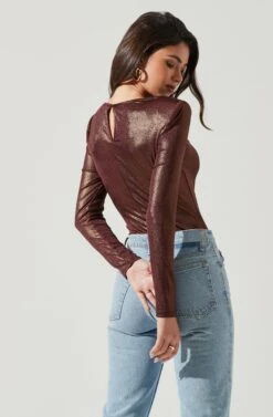 Barcelona Twist Front Long Sleeve Bodysuit 18 Barcelona Twist Front Long Sleeve Bodysuit -Dress Sales Store ACT17382 PLUMSHINE 0593