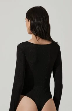 Reese Metallic Twist Front Bodysuit 23 Reese Metallic Twist Front Bodysuit -Dress Sales Store ACT17385 BLACKMETALLIC 4