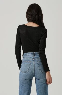 Reese Metallic Twist Front Bodysuit 25 Reese Metallic Twist Front Bodysuit -Dress Sales Store ACT17385 BLACKMETALLIC 5