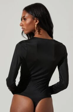 Lauren Satin Cutout Long Sleeve Bodysuit 17 Lauren Satin Cutout Long Sleeve Bodysuit -Dress Sales Store ACT17395 BLACK 4