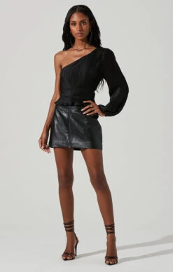 Zona Plisse One Shoulder Top 15 Zona Plisse One Shoulder Top -Dress Sales Store ACT17417 BLACK 1