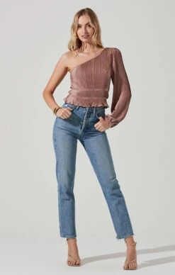 Zona Plisse One Shoulder Top 11 Zona Plisse One Shoulder Top -Dress Sales Store ACT17417 MAUVE 1
