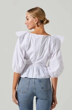 Gemma Ruffle Peplum Top 21 Gemma Ruffle Peplum Top -Dress Sales Store ACT17531 WHITE 3