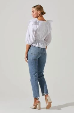 Gemma Ruffle Peplum Top 20 Gemma Ruffle Peplum Top -Dress Sales Store ACT17531 WHITE 4