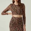 Louisa Floral Long Sleeve Open Back Crop Top 2 Louisa Floral Long Sleeve Open Back Crop Top -Dress Sales Store ACT17568 BLACKORANGEMULTI 4