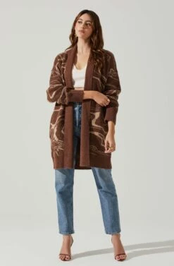 Vada Abstract Swirl Oversized Sweater 11 Vada Abstract Swirl Oversized Sweater -Dress Sales Store ACT17580SH BROWNSWIRL 2